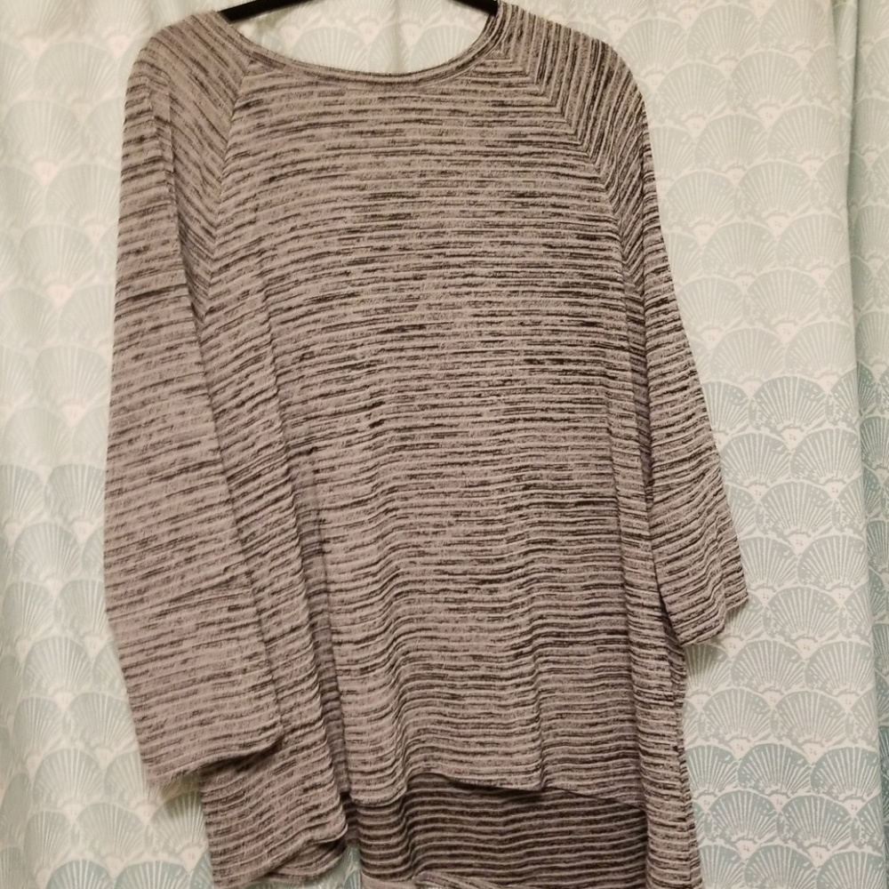 Like new Asymmetrical grey/black stripe tunic top